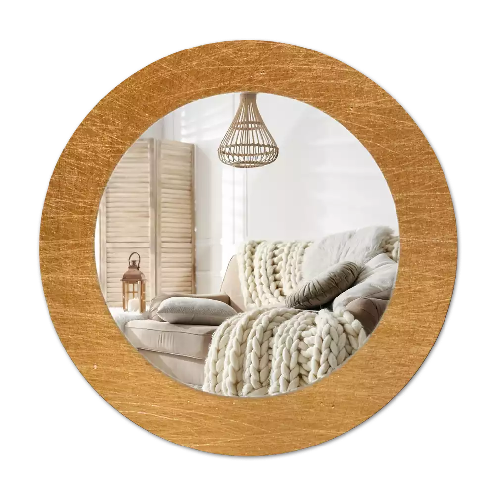 Spiegel mit bedrucktem Rahmen rund Vintage-Loft-Stil