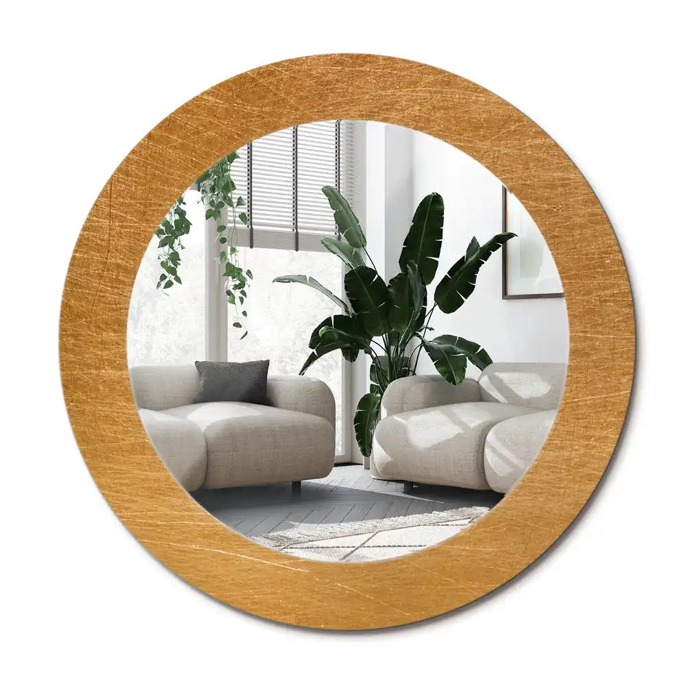 Spiegel mit bedrucktem Rahmen rund Vintage-Loft-Stil