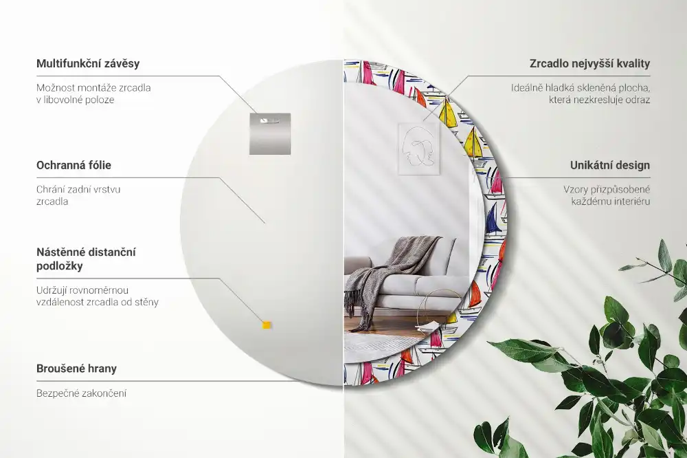 Runden spiegel Bunte Boote