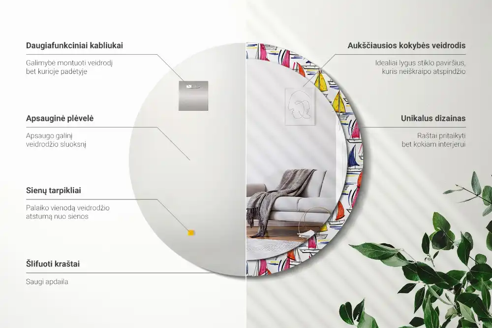 Runden spiegel Bunte Boote