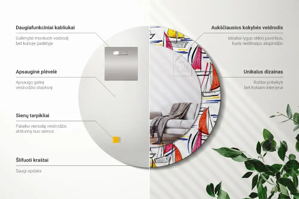 Runden spiegel Bunte Boote