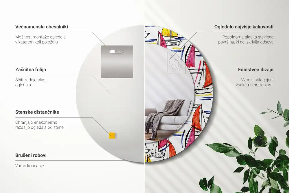 Runden spiegel Bunte Boote