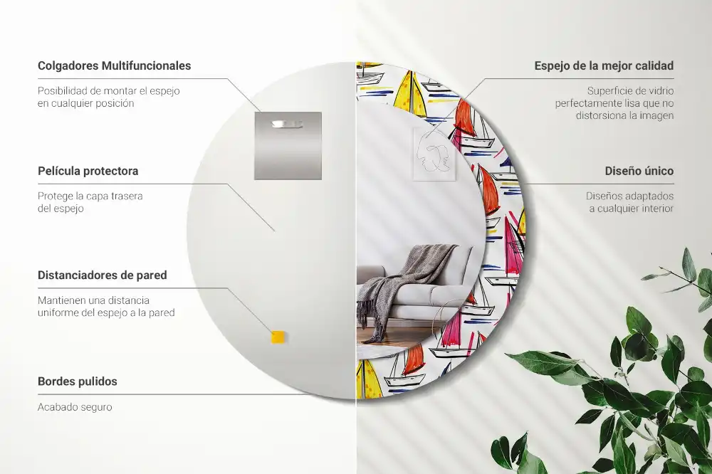 Runden spiegel Bunte Boote