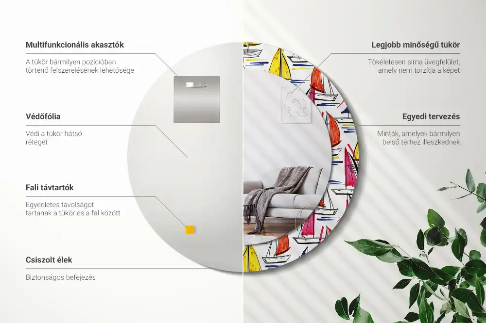 Runden spiegel Bunte Boote