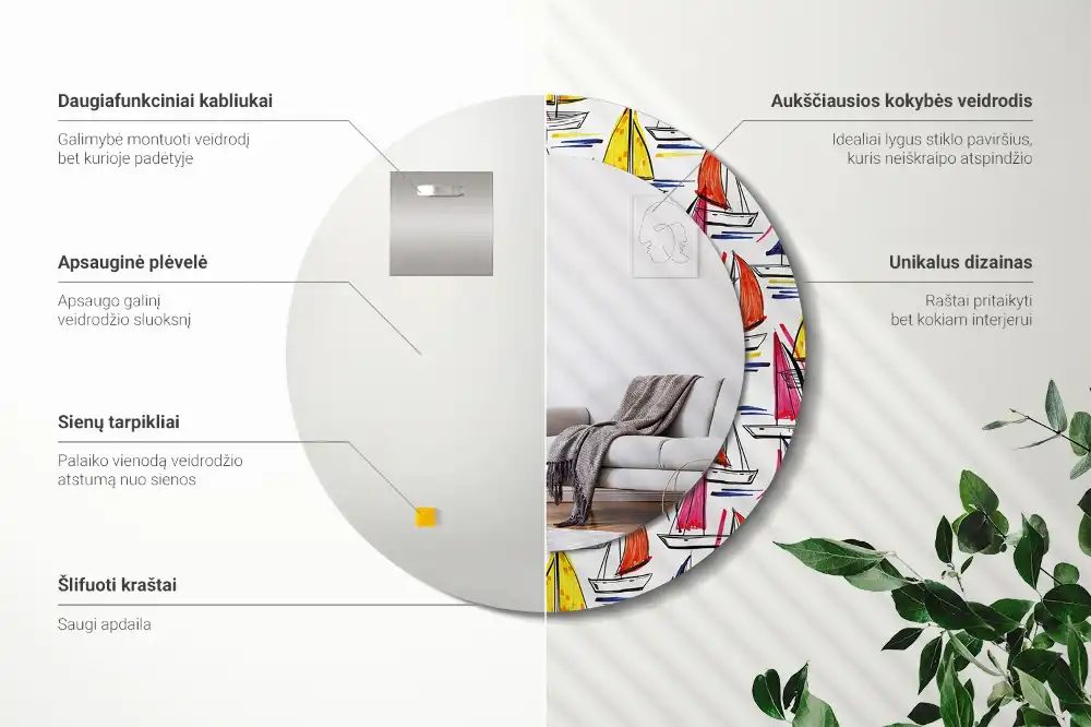 Runden spiegel Bunte Boote