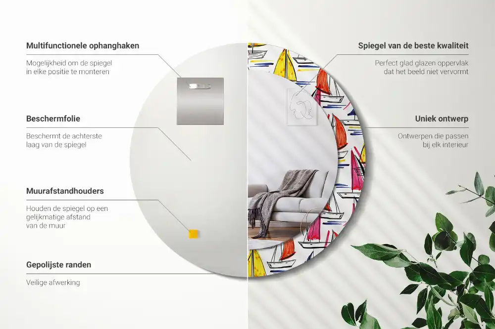 Runden spiegel Bunte Boote