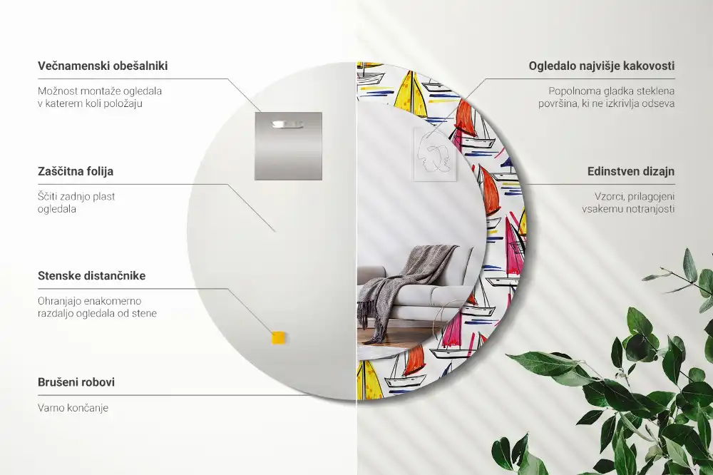 Runden spiegel Bunte Boote