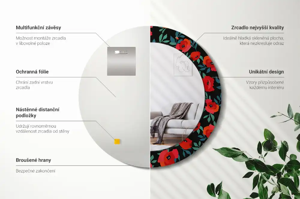 Runden spiegel Roter Mohn