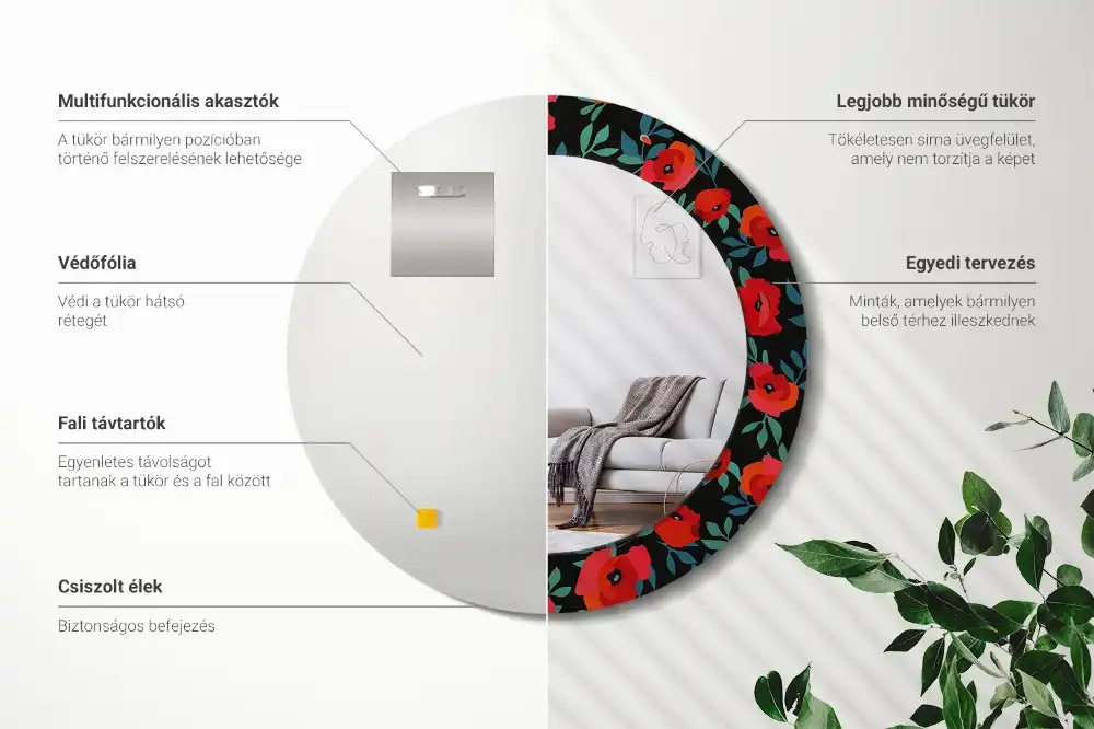 Runden spiegel Roter Mohn