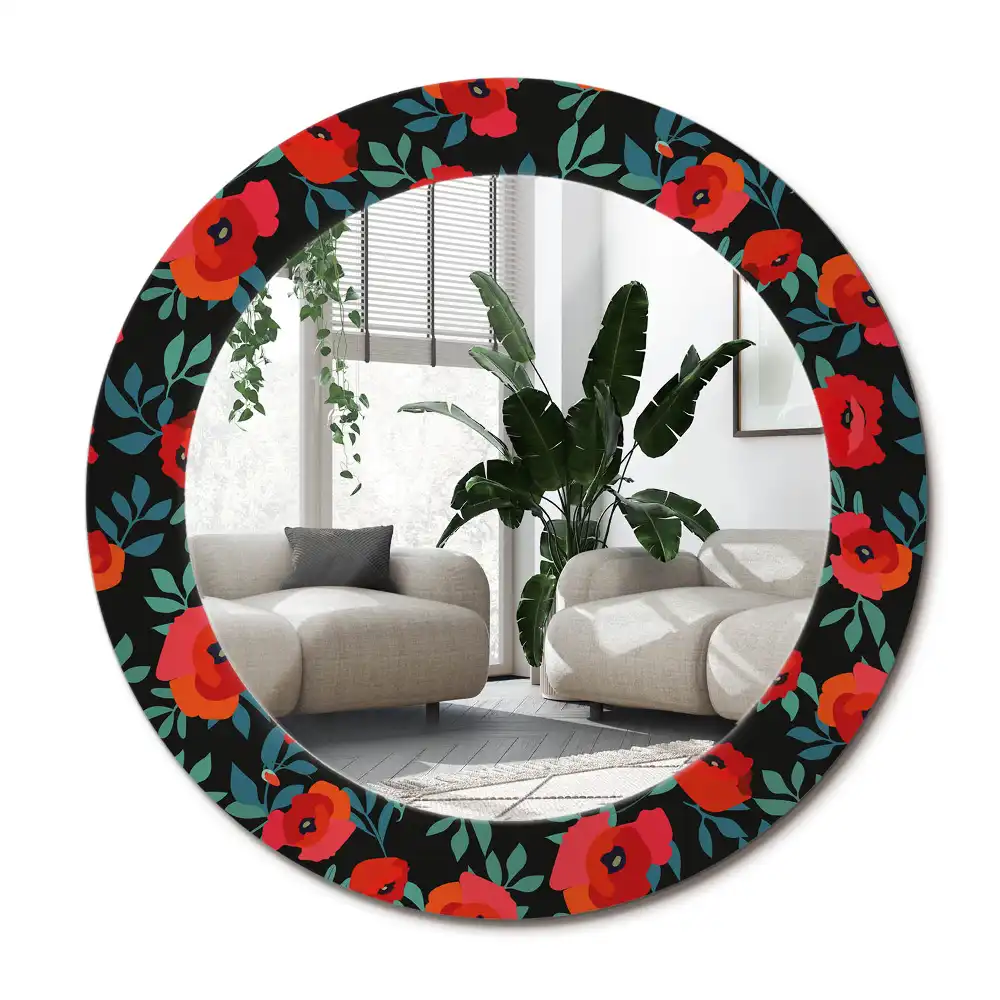 Runden spiegel Roter Mohn