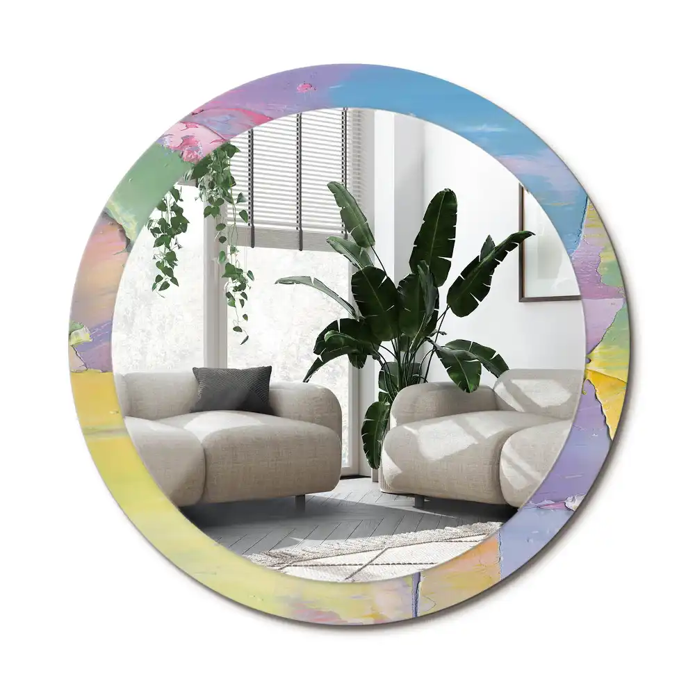 Spiegel mit bedrucktem Rahmen rund Ölgemäldestruktur