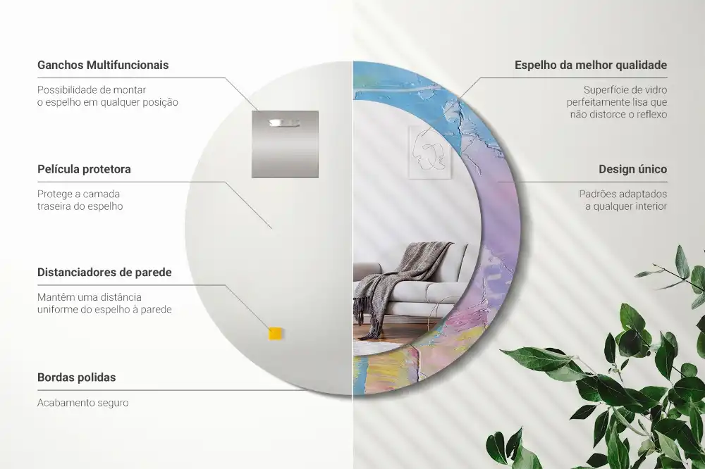 Spiegel mit bedrucktem Rahmen rund Ölgemäldestruktur