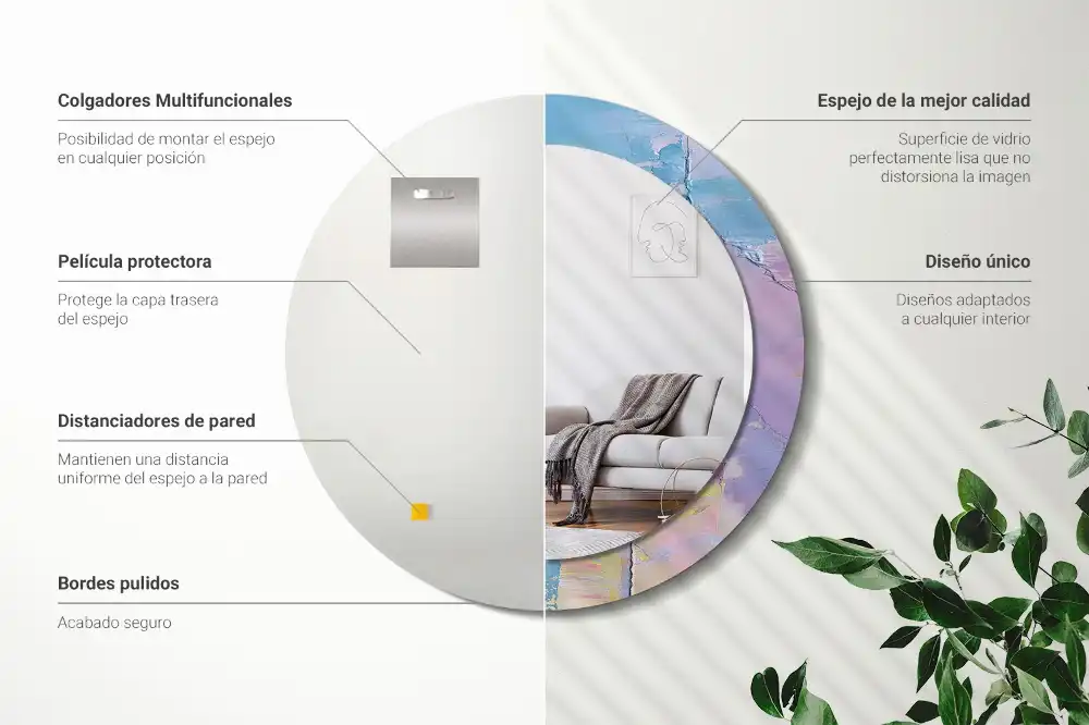 Spiegel mit bedrucktem Rahmen rund Ölgemäldestruktur