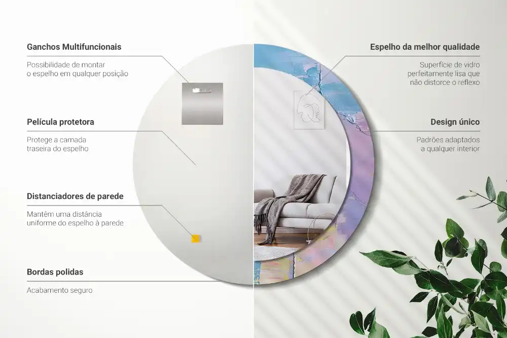 Spiegel mit bedrucktem Rahmen rund Ölgemäldestruktur