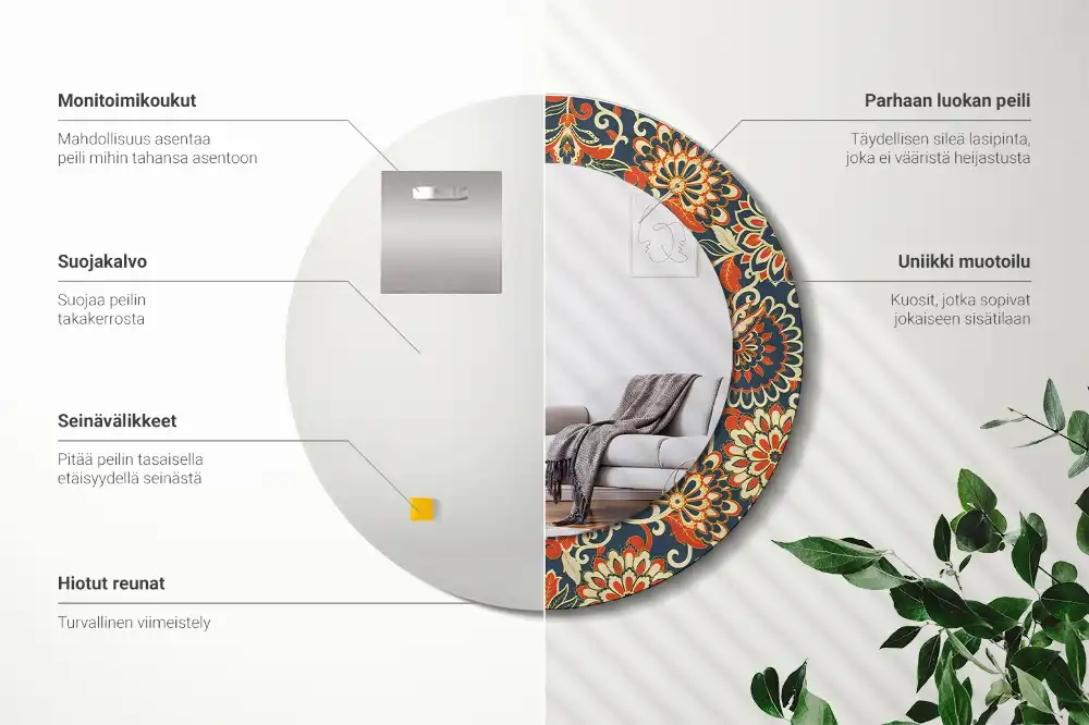 Runden spiegel Retro-Blumen