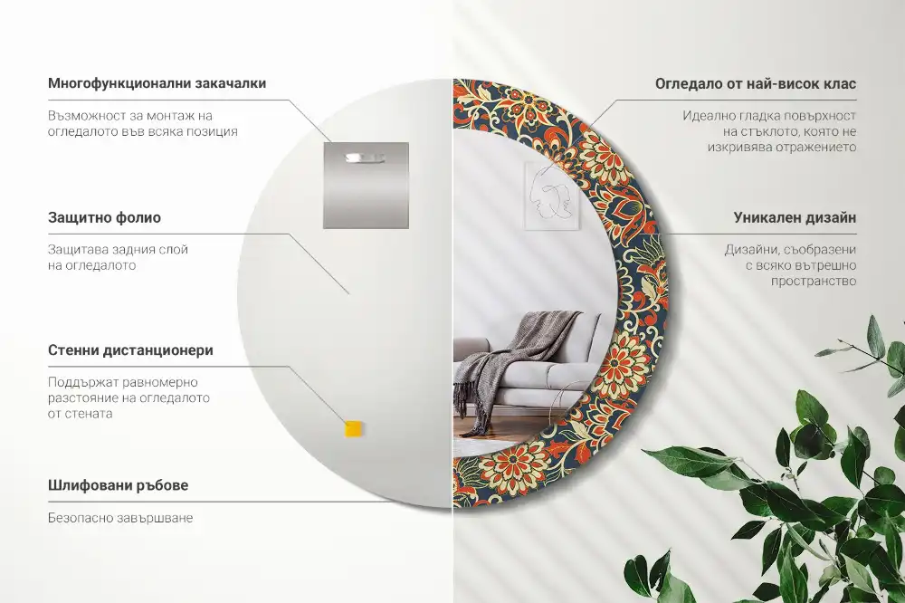 Runden spiegel Retro-Blumen