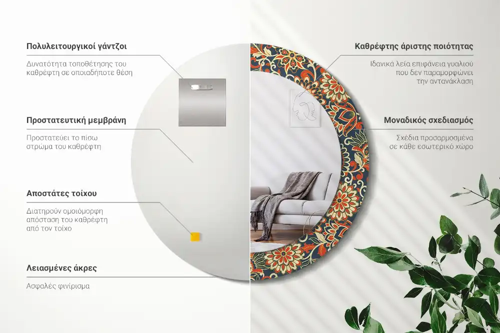 Runden spiegel Retro-Blumen