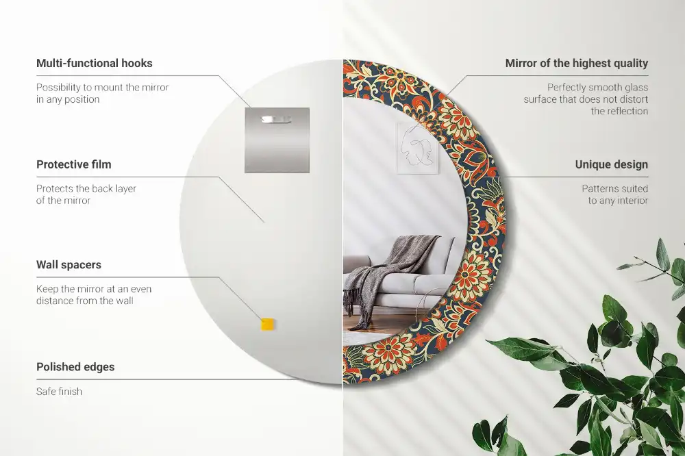 Runden spiegel Retro-Blumen