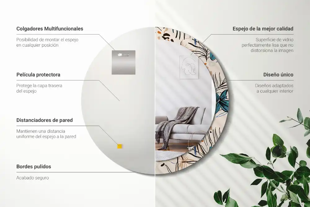 Spiegel rund Dschungelmuster-Blumen