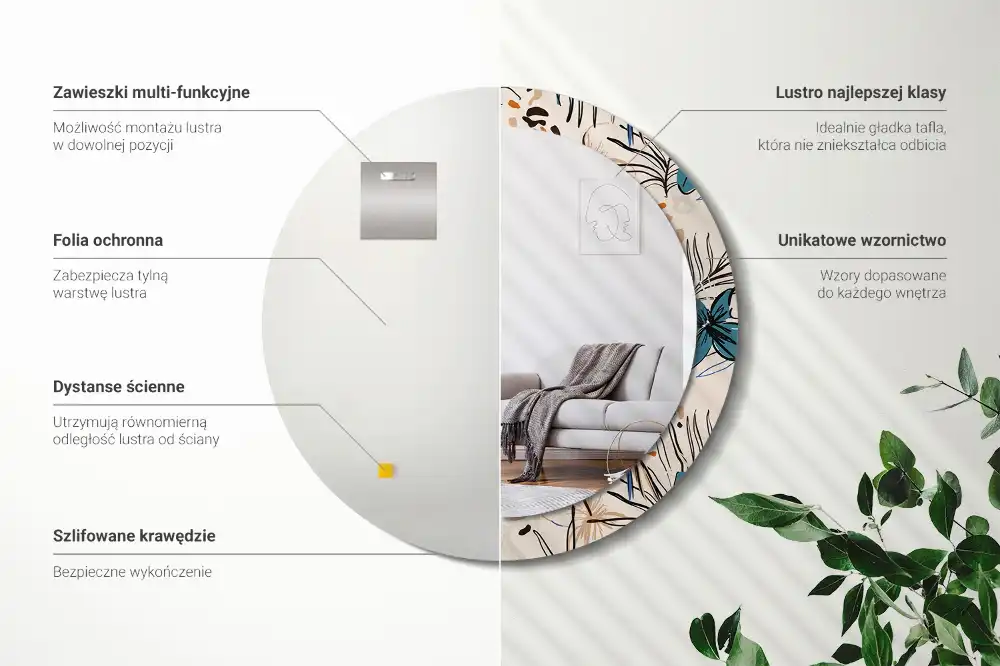 Spiegel rund Dschungelmuster-Blumen