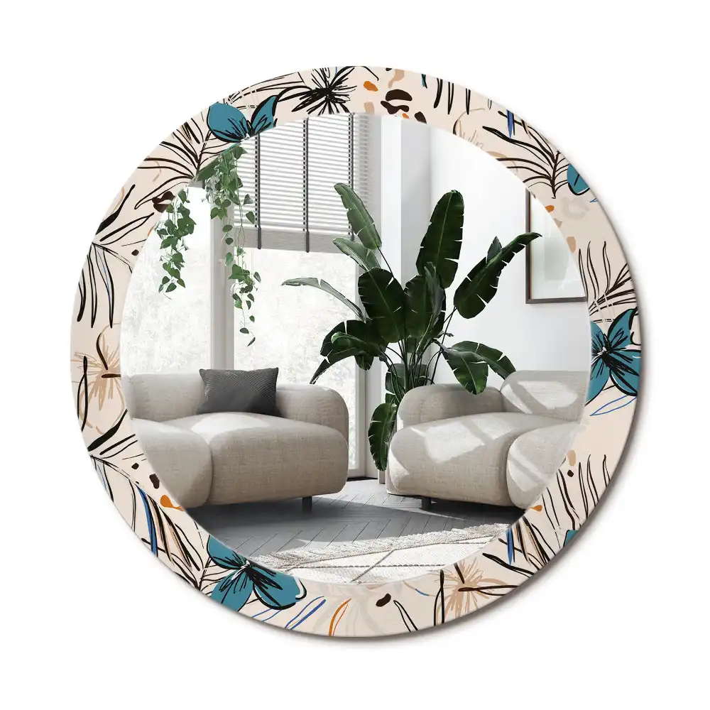 Spiegel rund Dschungelmuster-Blumen