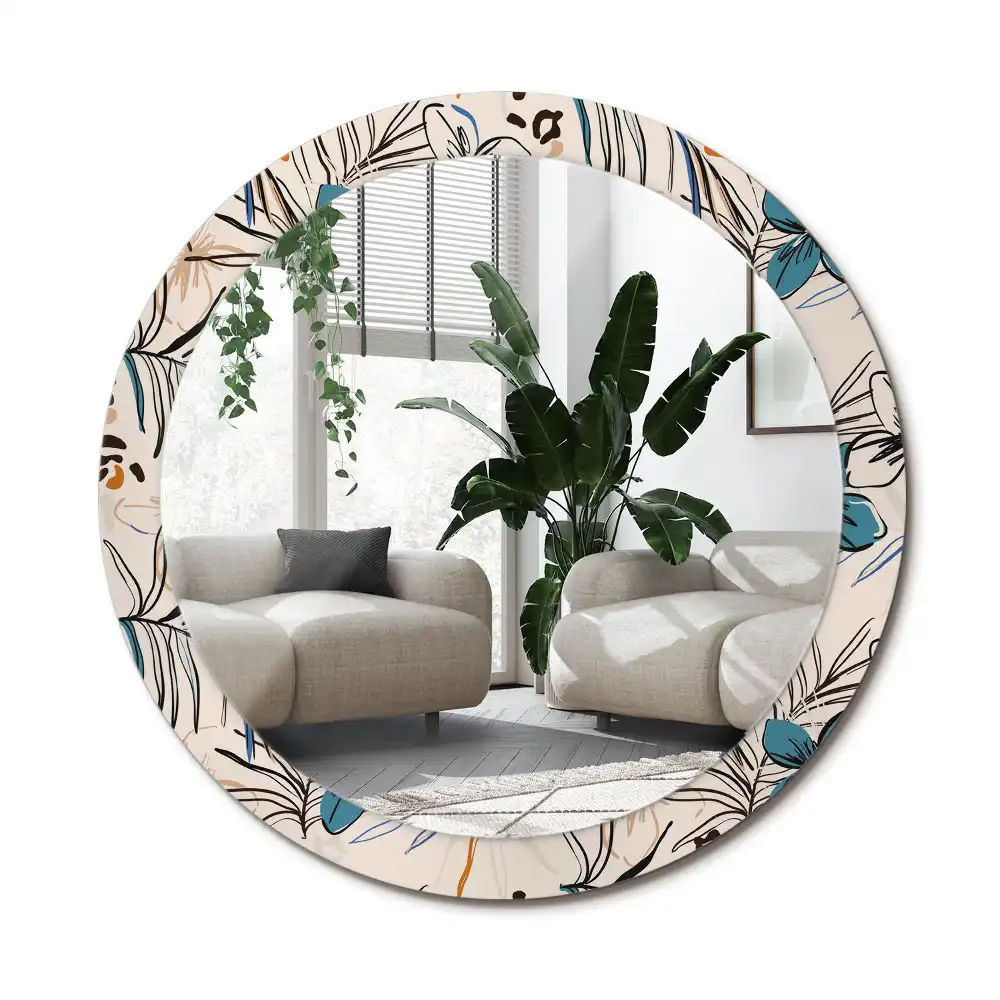 Spiegel rund Dschungelmuster-Blumen