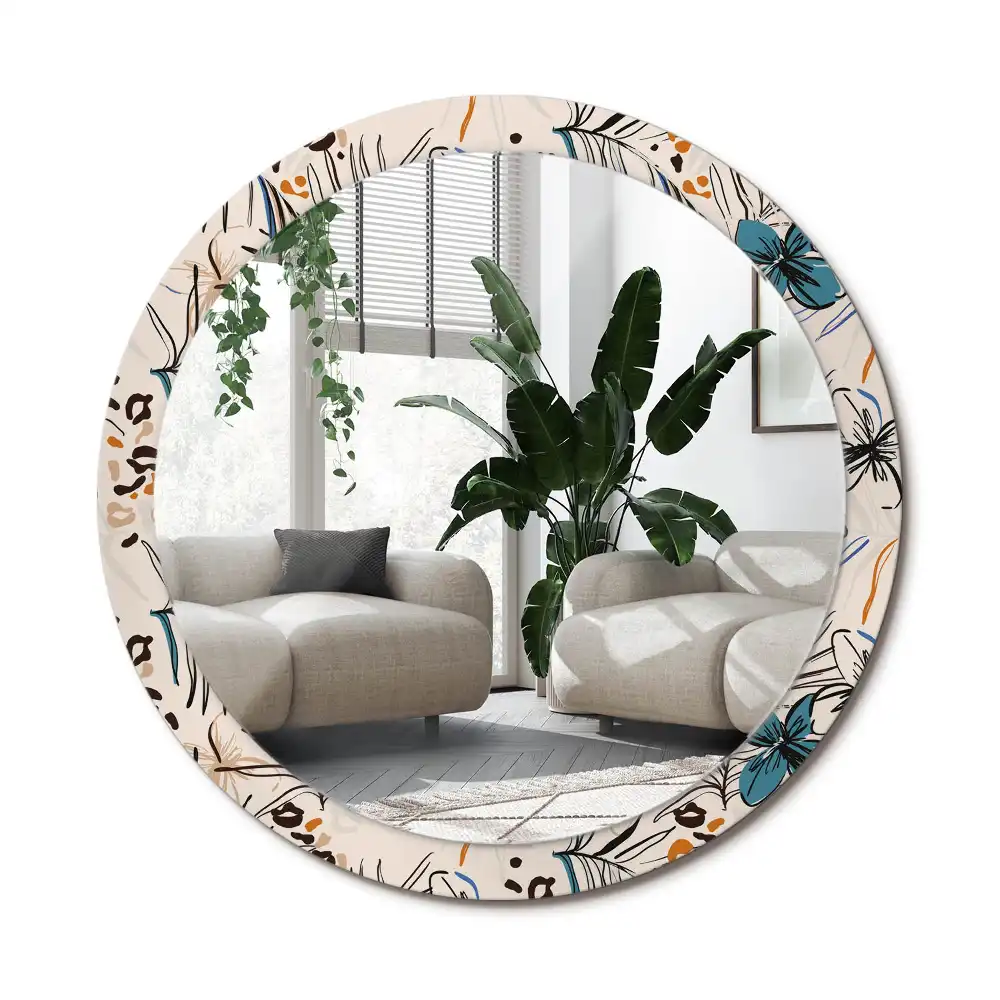Spiegel rund Dschungelmuster-Blumen