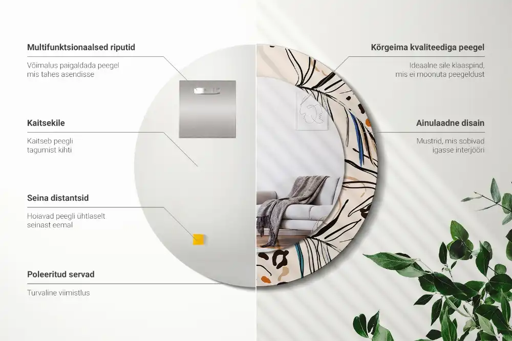 Spiegel rund Dschungelmuster-Blumen