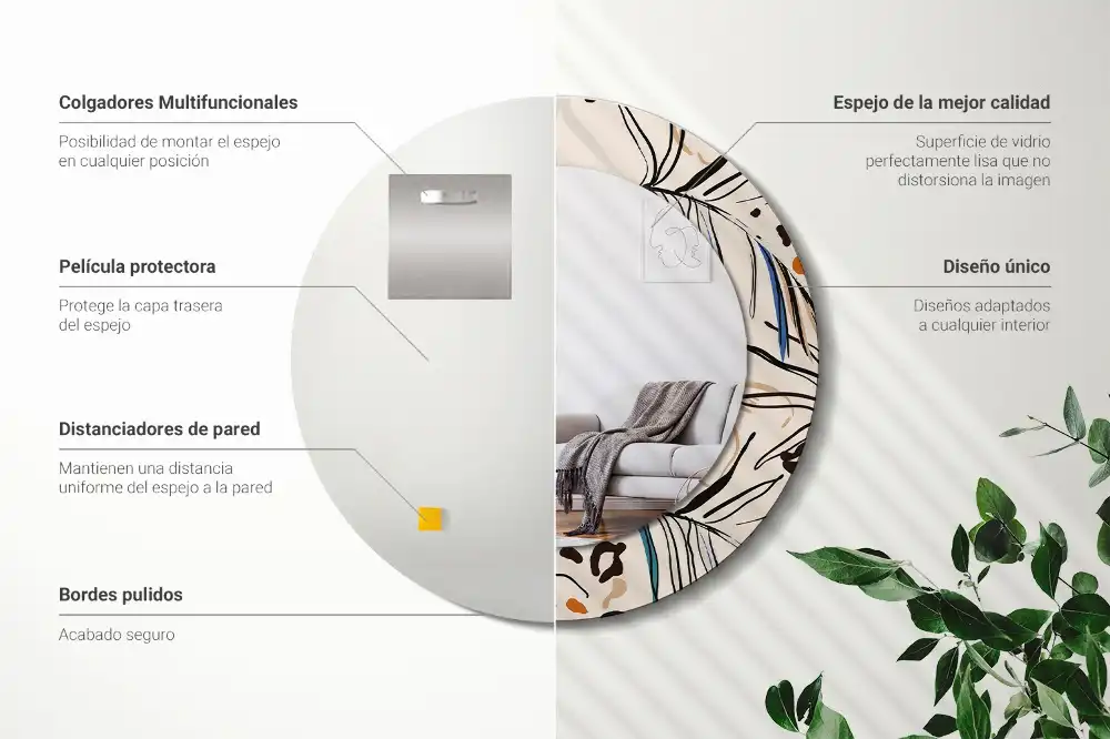 Spiegel rund Dschungelmuster-Blumen