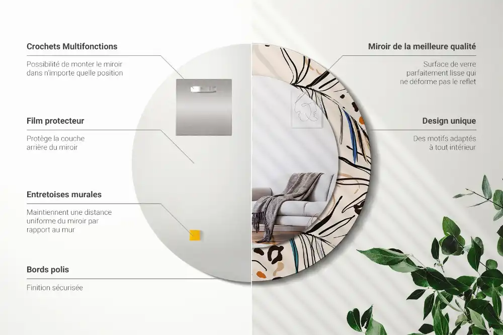 Spiegel rund Dschungelmuster-Blumen