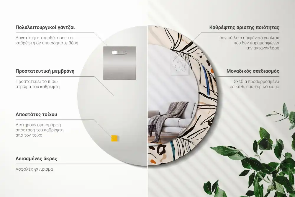 Spiegel rund Dschungelmuster-Blumen