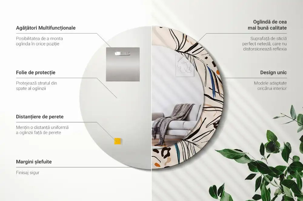 Spiegel rund Dschungelmuster-Blumen