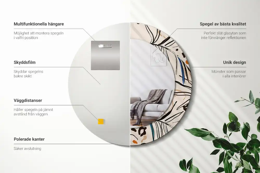 Spiegel rund Dschungelmuster-Blumen