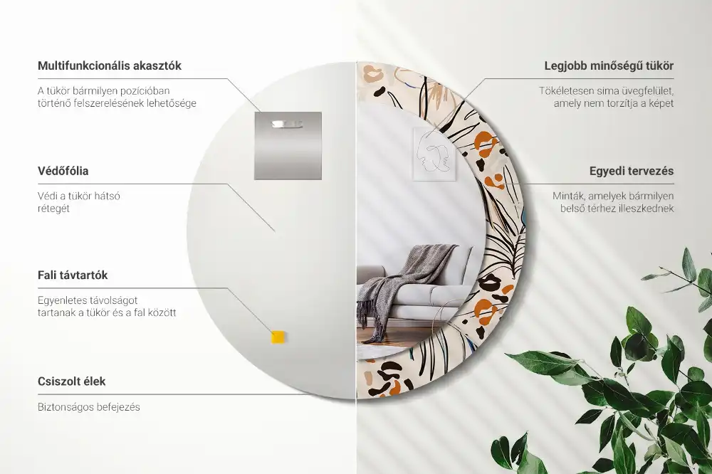 Spiegel rund Dschungelmuster-Blumen