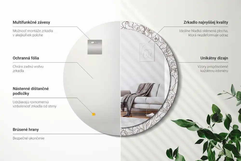 Spiegel rund Liniengesichter