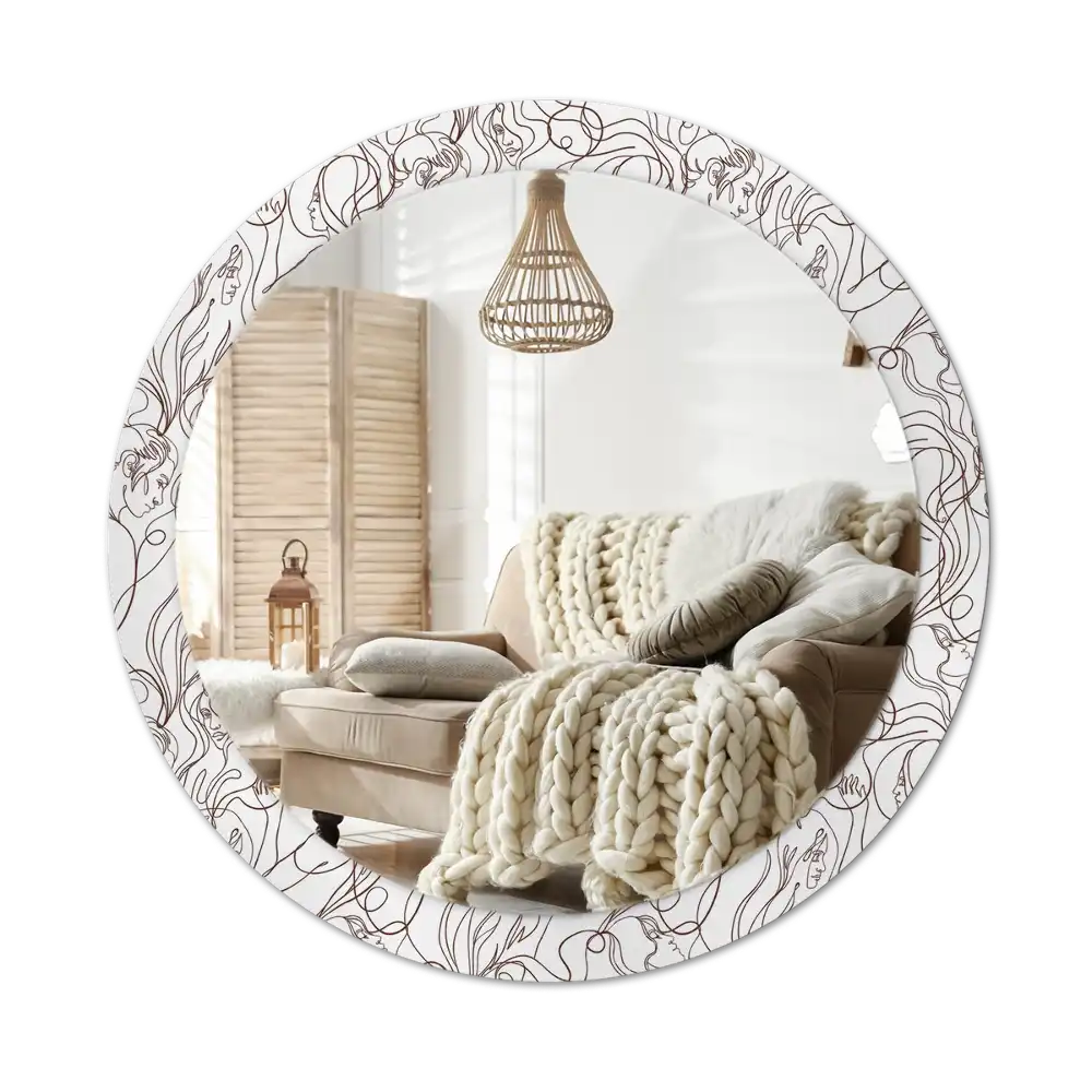 Spiegel rund Liniengesichter