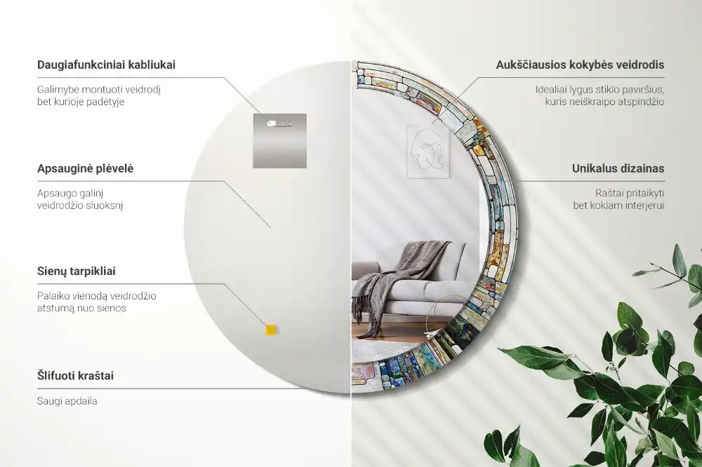 Runden spiegel Buntglasfenster