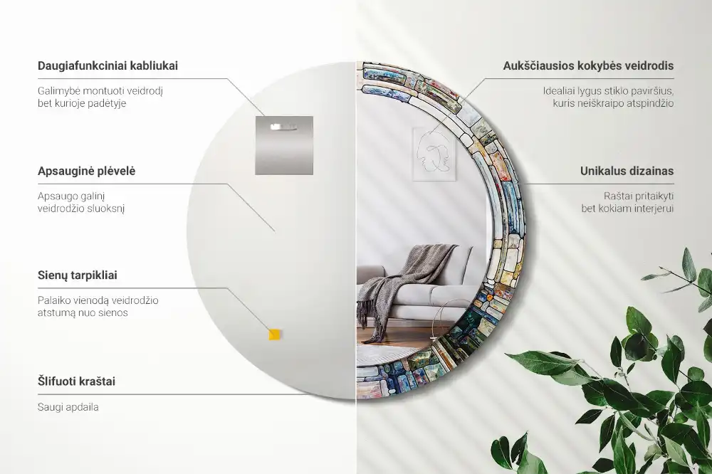 Runden spiegel Buntglasfenster