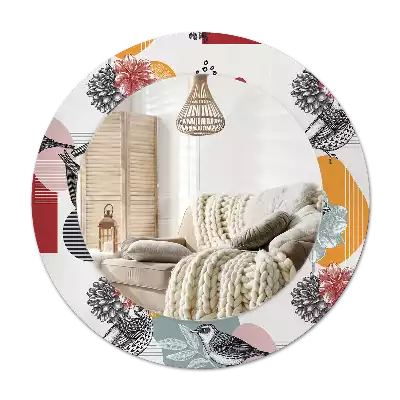 Spiegel mit bedrucktem Rahmen rund Vintage-Patten