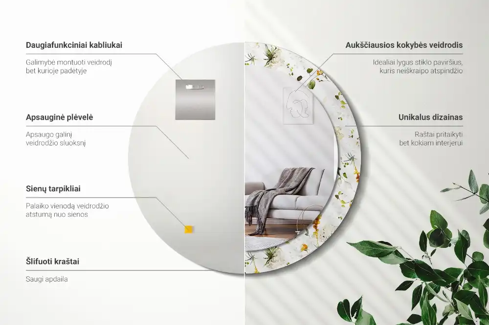 Runden spiegel Feldblumen