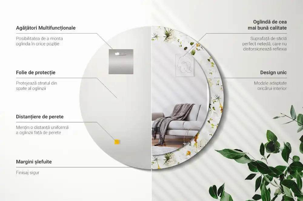 Runden spiegel Feldblumen