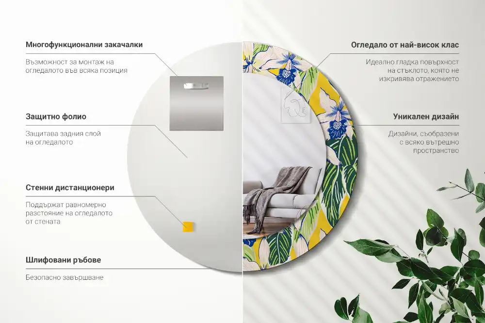 Spiegel rund Orchideen