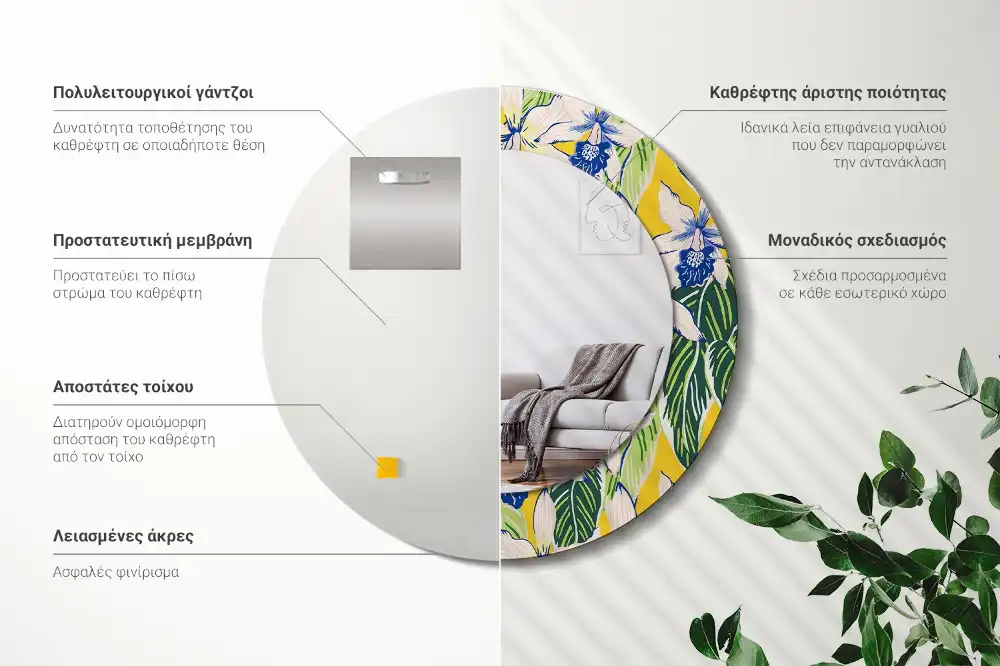 Spiegel rund Orchideen