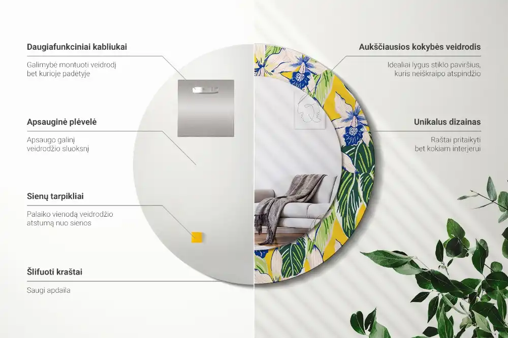 Spiegel rund Orchideen