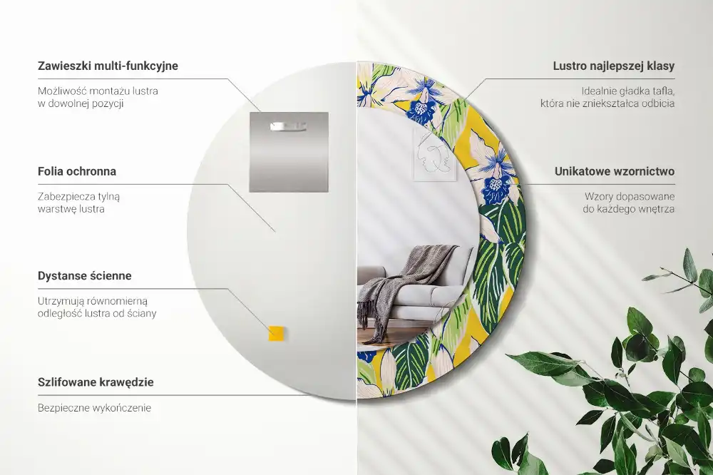 Spiegel rund Orchideen