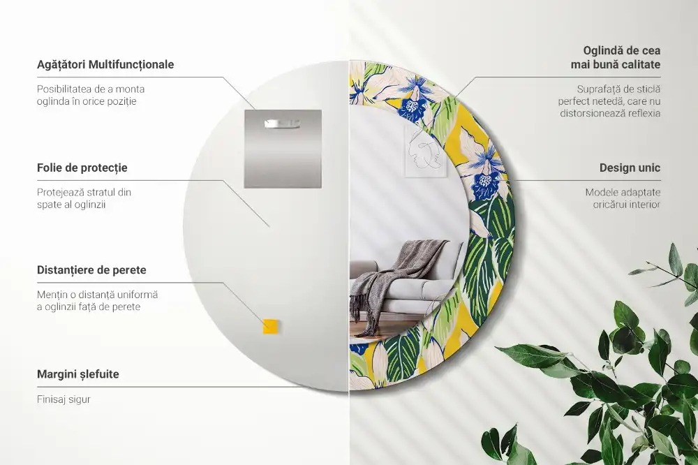 Spiegel rund Orchideen