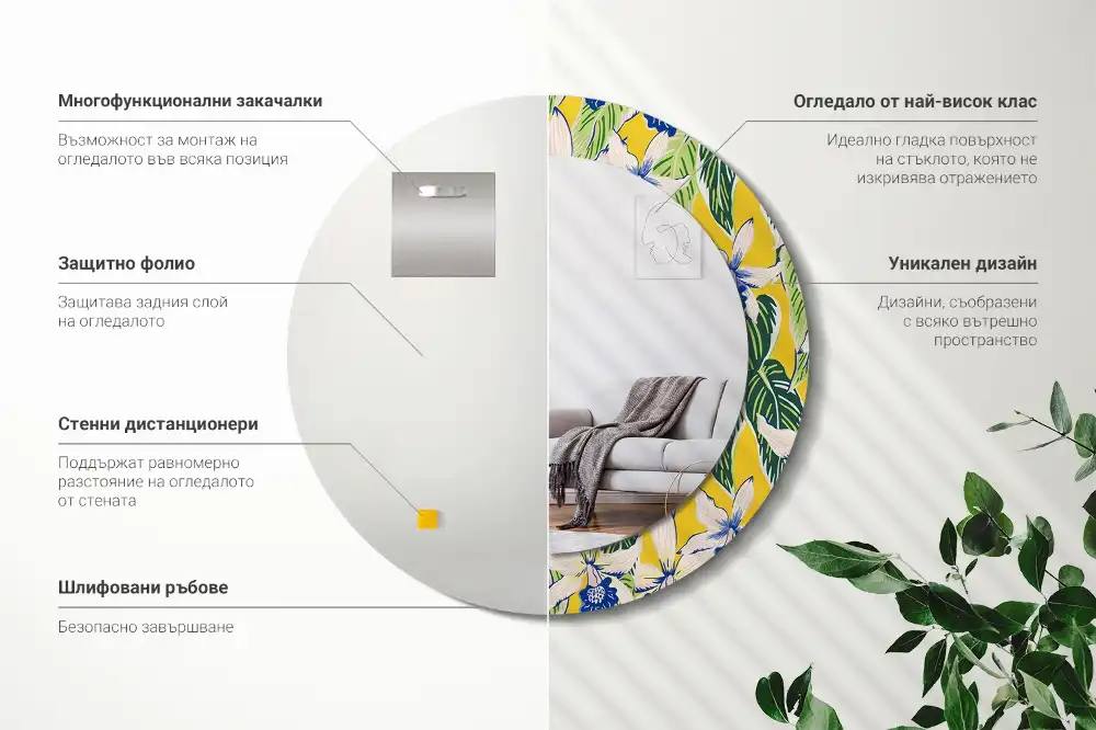 Spiegel rund Orchideen