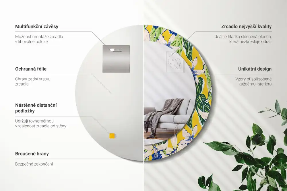 Spiegel rund Orchideen