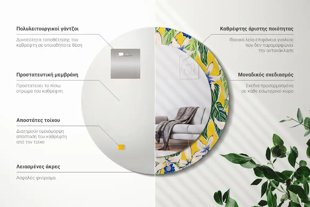 Spiegel rund Orchideen