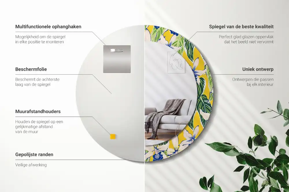 Spiegel rund Orchideen